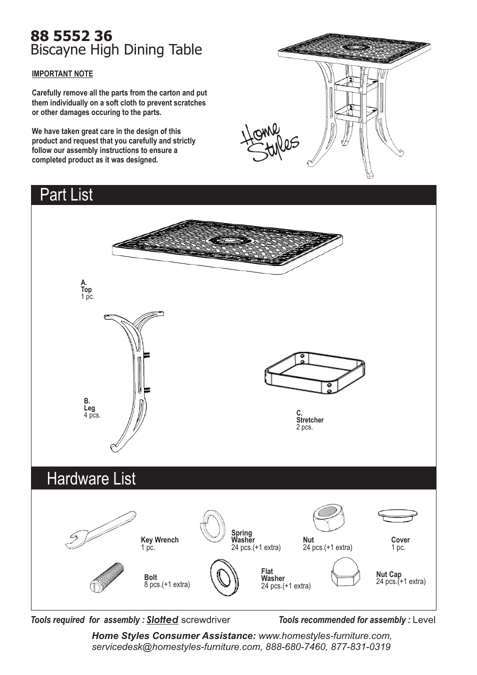 Home Styles 5552-36 User Manual | 2 pages