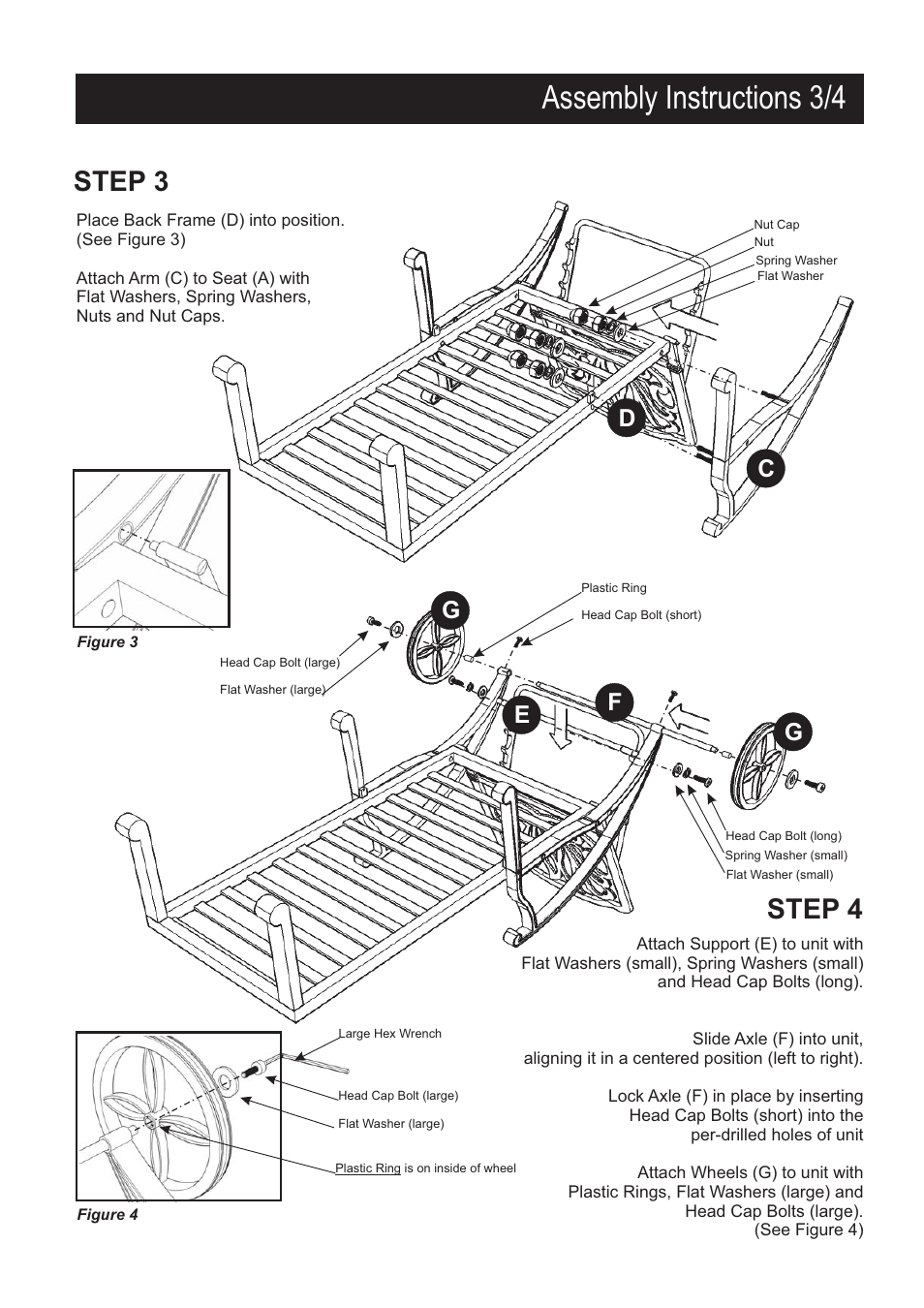 Assembly instructions 3/4, Step 3 step 4, Fe g g | Home Styles 5558-83 User Manual | Page 3 / 4