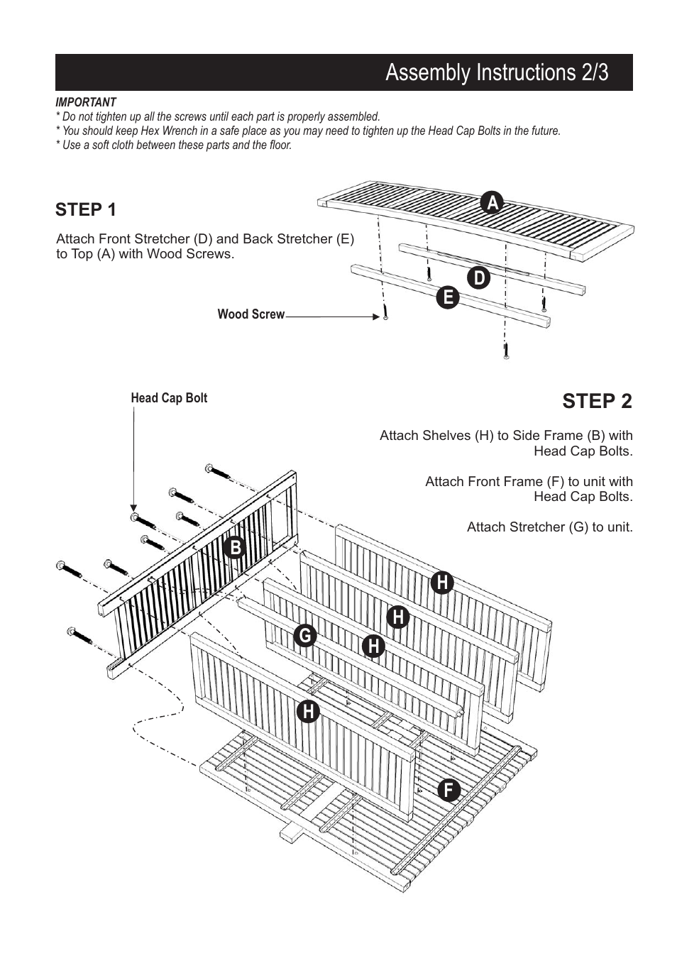 Assembly instructions 2/3, Step 2 | Home Styles 5660-99 User Manual | Page 2 / 3