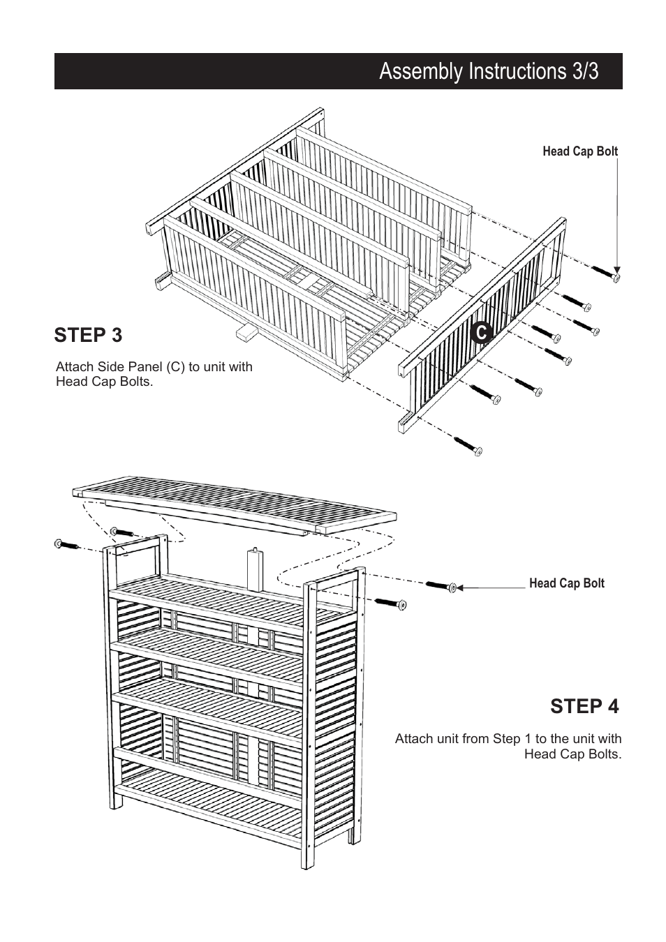 Assembly instructions 3/3, Step 3, Step 4 | Home Styles 5660-99 User Manual | Page 3 / 3