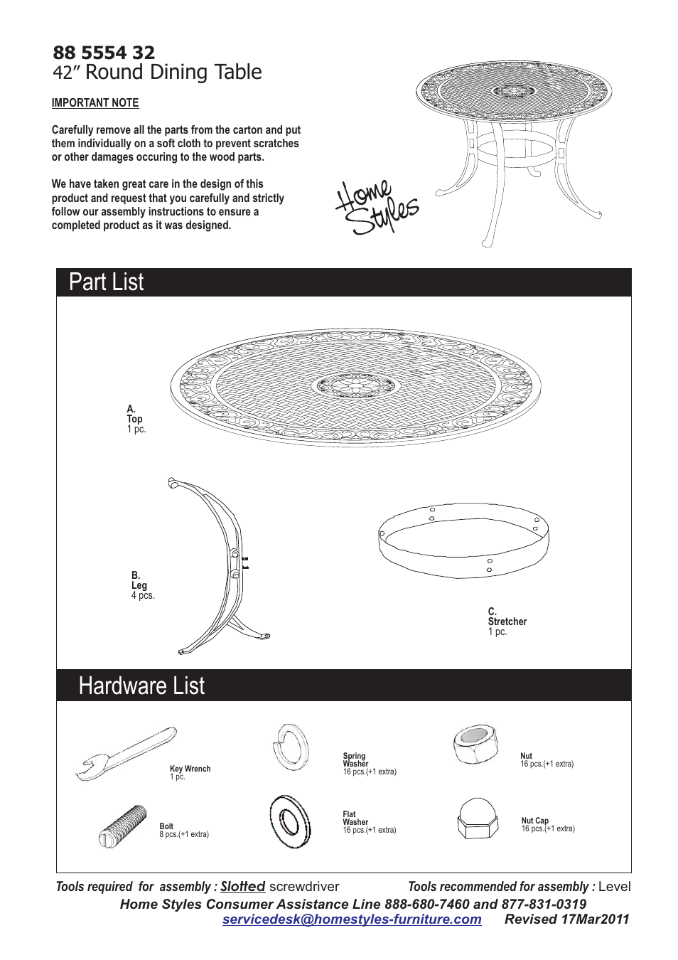 Home Styles 5554-32 User Manual | 2 pages