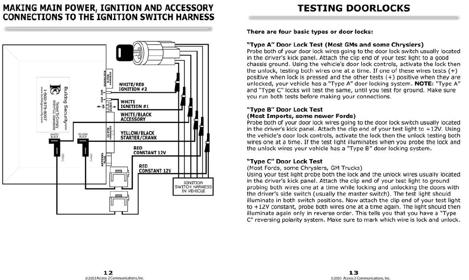 Testing doorlocks | Bulldog Security 22I User Manual | Page 12 / 12