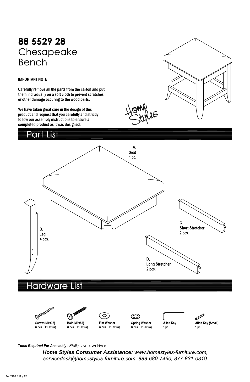 Home Styles 5529-28 User Manual | 4 pages