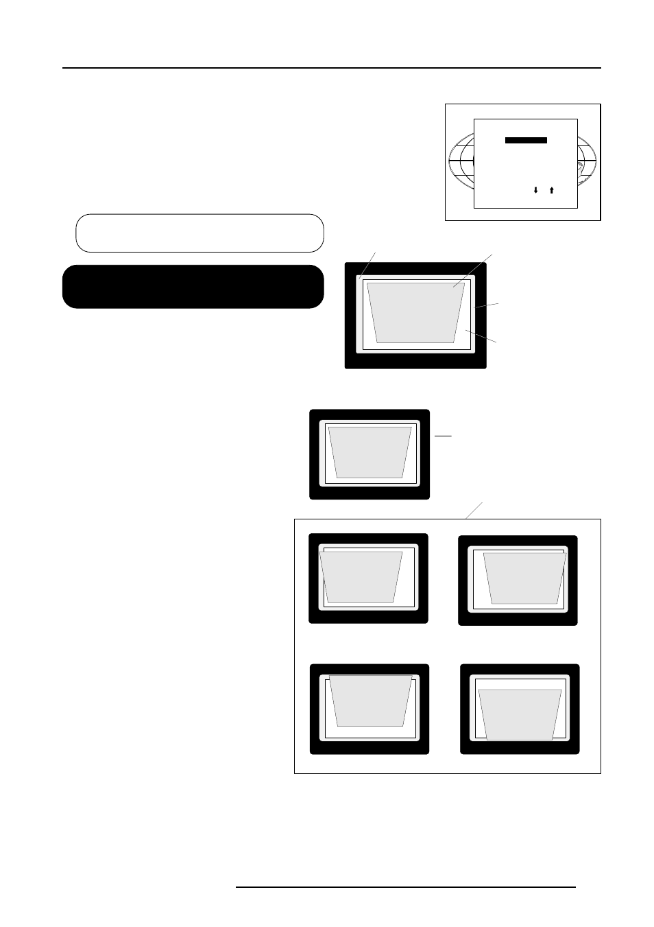 Forbidden area, Phosphor border, Projected raster crt faceplate border | Random access adjustment mode, Raster shift adjustment | Barco R9000901 User Manual | Page 30 / 55