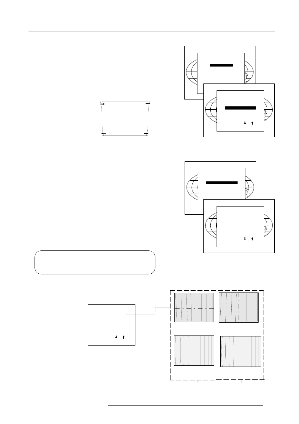 Random access adjustment mode, Seagull correction, Left side correction | Enter, Exit, Adjust | Barco R9000901 User Manual | Page 32 / 55
