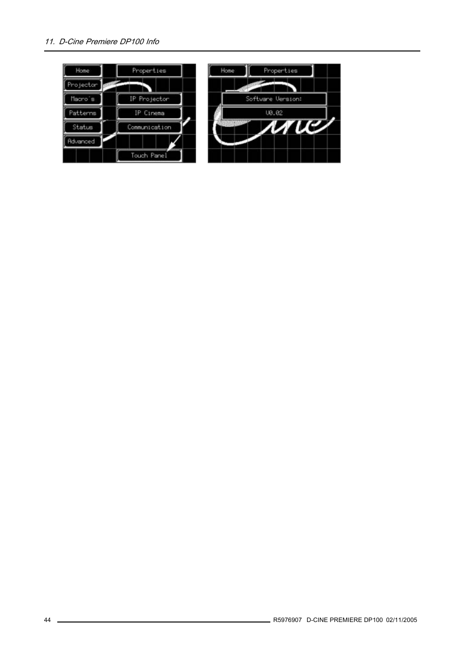 Image 11-16), Image 11-17), D-cine premiere dp100 info | Barco R9010111 User Manual | Page 48 / 51
