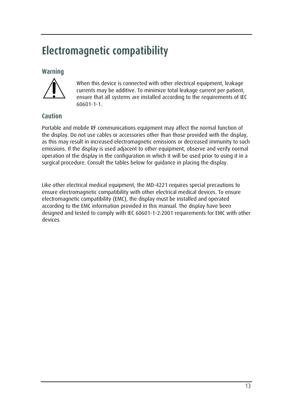 Electromagnetic compatibility | Barco MD-4221 User Manual | Page 13 / 48