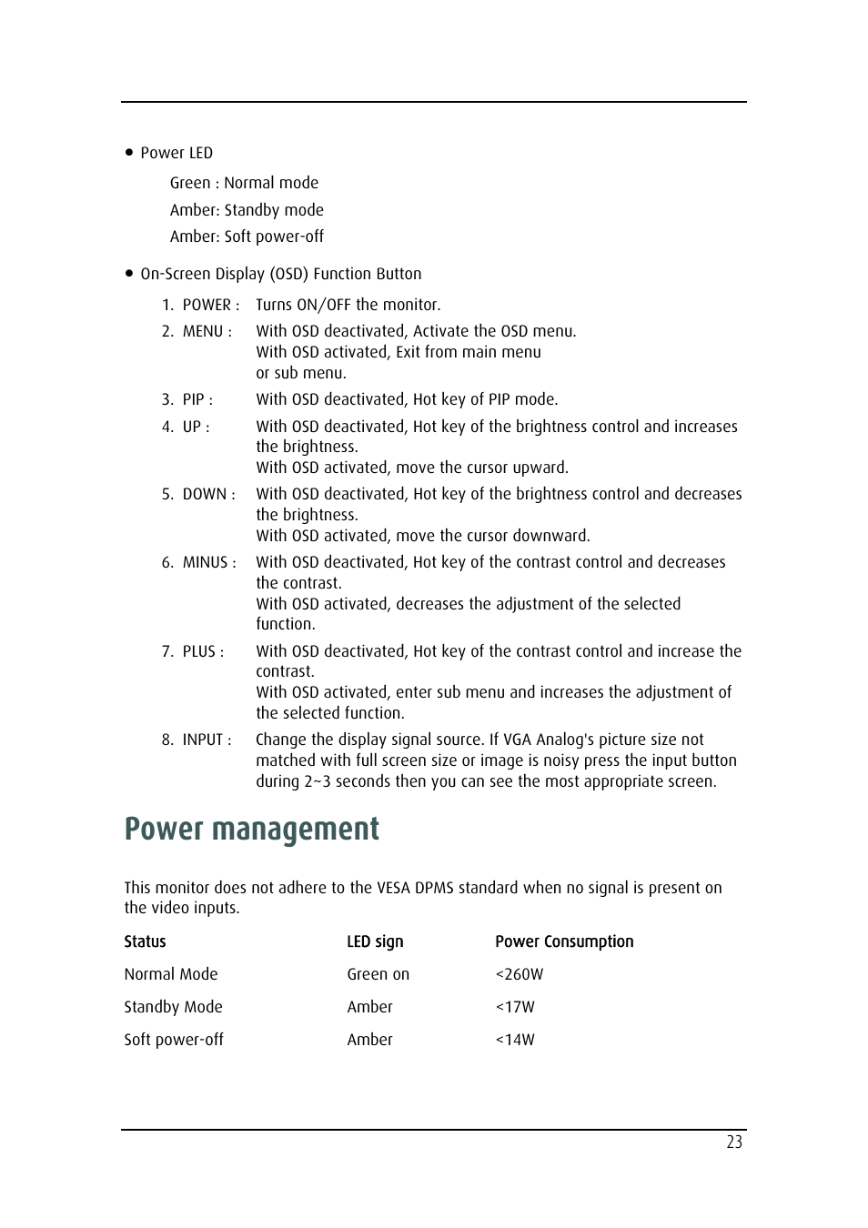 Power management | Barco MD-4221 User Manual | Page 23 / 48