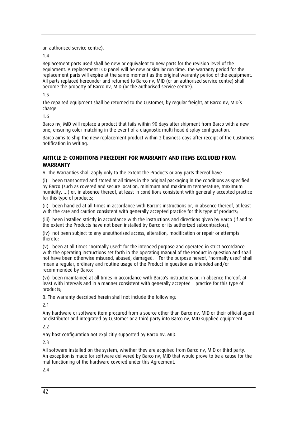 Barco MD-4221 User Manual | Page 42 / 48