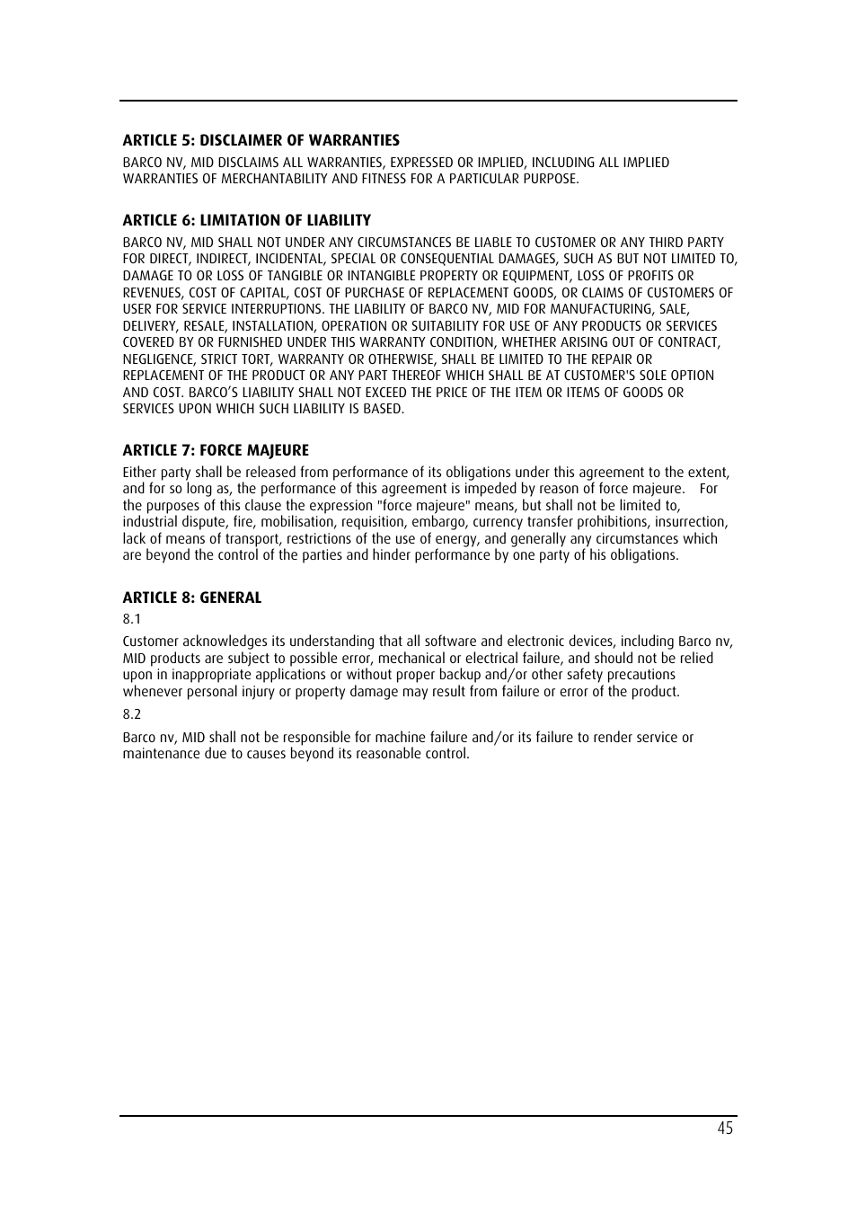 Barco MD-4221 User Manual | Page 45 / 48