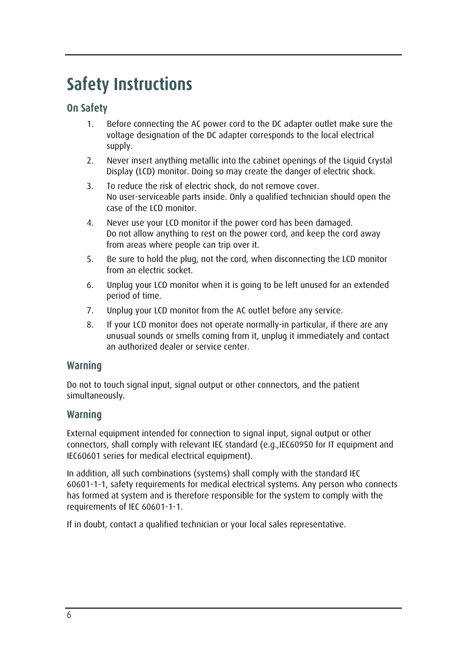 Safety instructions | Barco MD-4221 User Manual | Page 6 / 48