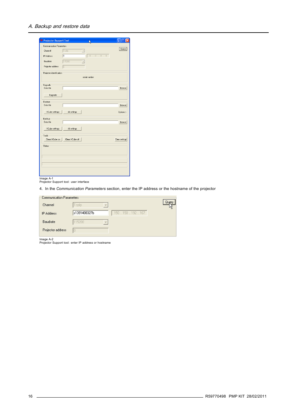 A. backup and restore data | Barco GALAXY NW-12 User Manual | Page 20 / 35