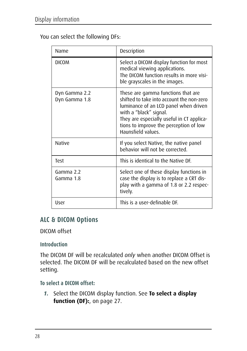 Alc & dicom options | Barco Nio Fusion 4MP User Manual | Page 28 / 35