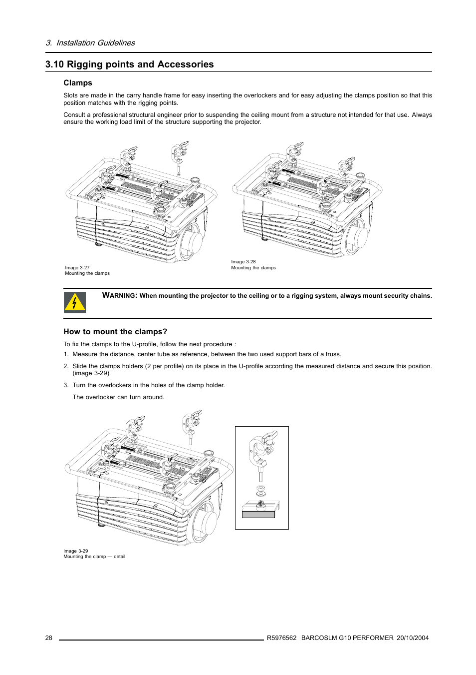 10 rigging points and accessories | Barco R5976562 User Manual | Page 32 / 135