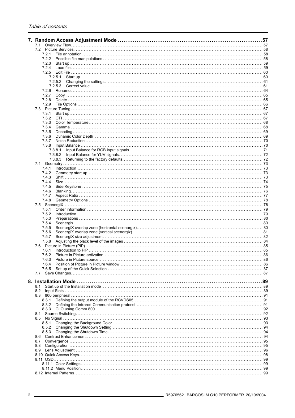 Barco R5976562 User Manual | Page 6 / 135