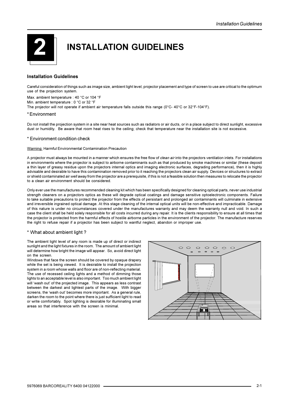 Installation guidelines | Barco R9001769 User Manual | Page 6 / 57