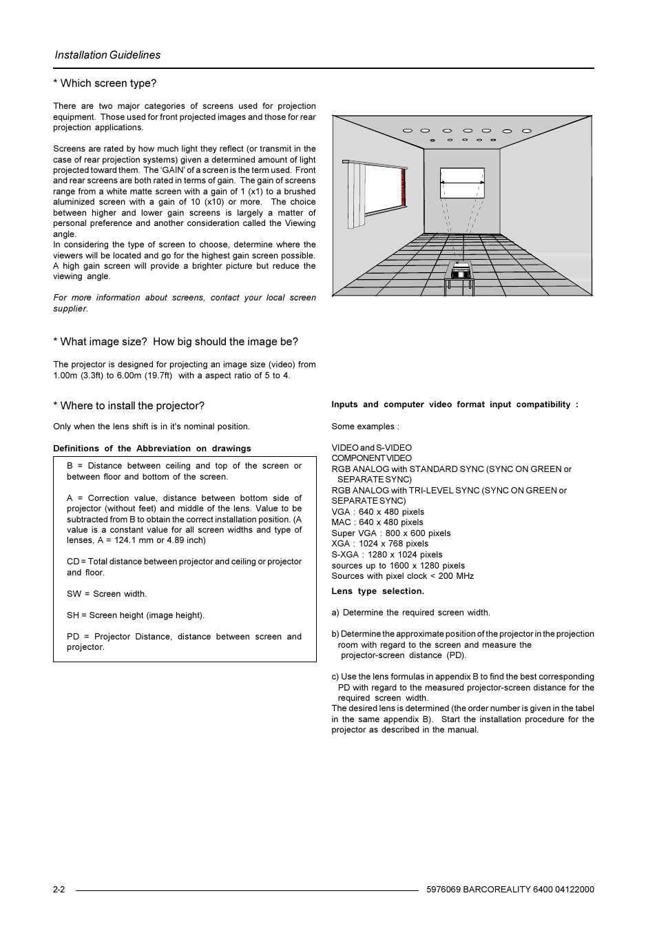 Installation guidelines, What image size? how big should the image be | Barco R9001769 User Manual | Page 7 / 57