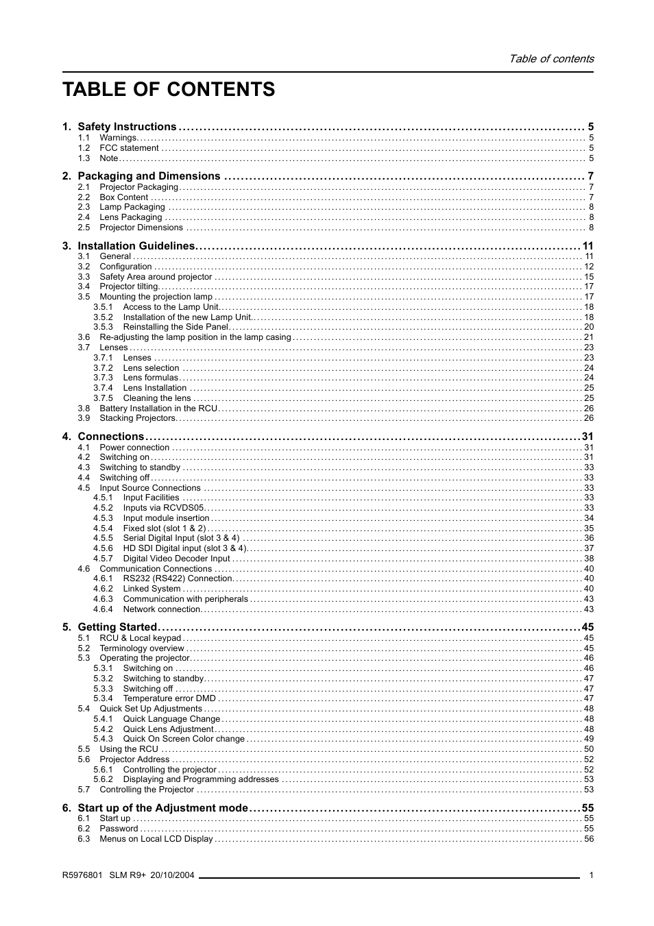 Barco R9010310 User Manual | Page 5 / 135