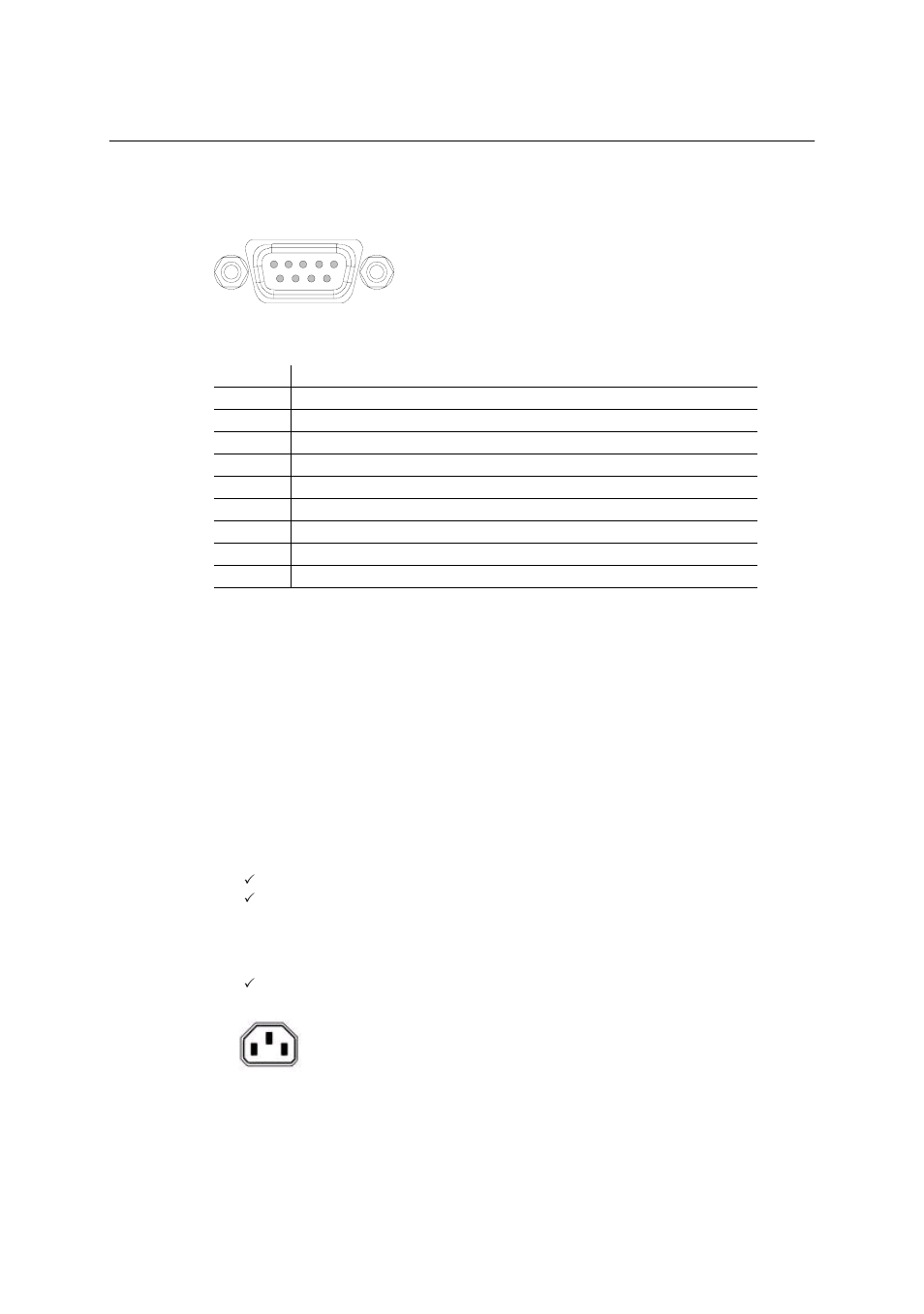 2 control connector, 9 pins subd male connector layout, Control pinning | 4 power supply specification, 1 115 vac / 220 vac (50 ~ 60 hz) supply, 2 power consumption, 3 safety, 4 power connector | Barco LC-5621 User Manual | Page 44 / 59