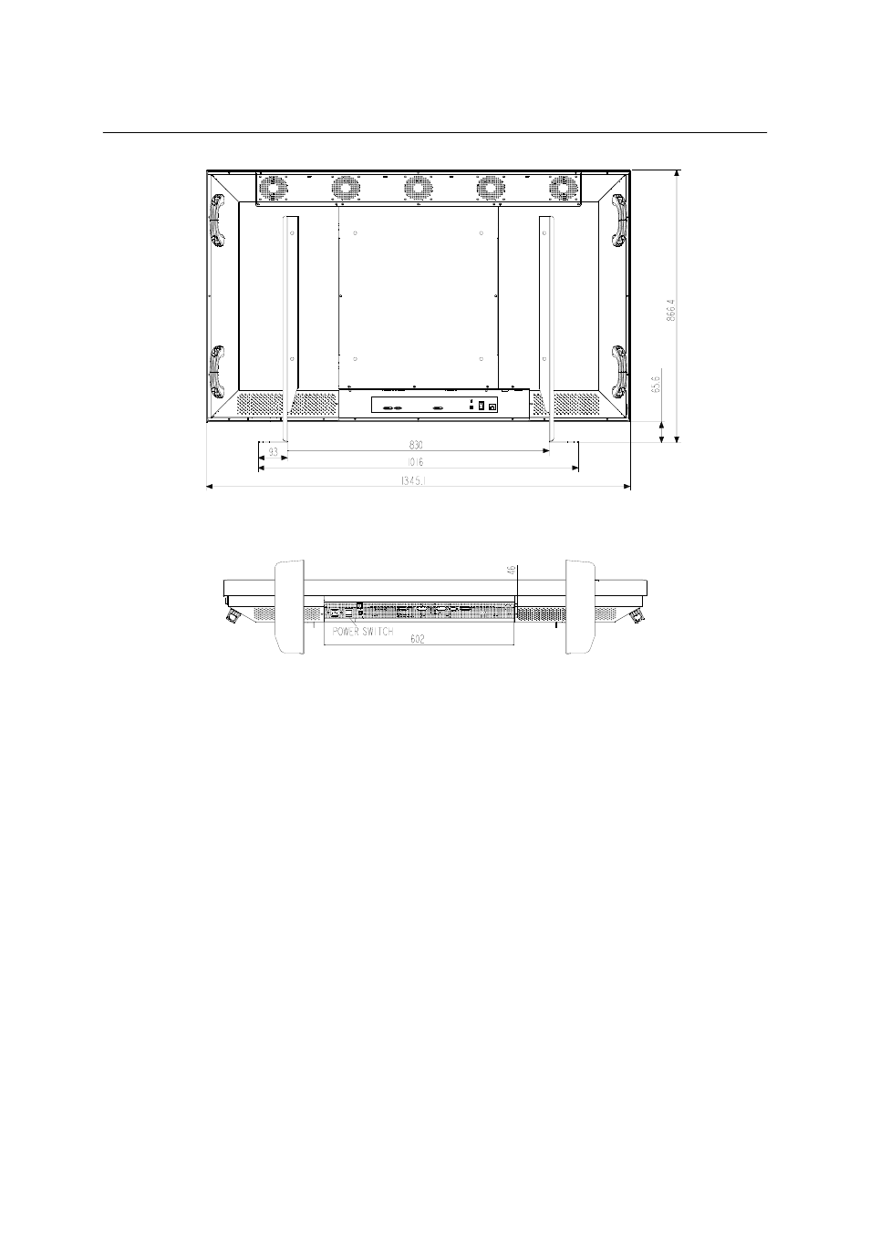 Figure 22: lc-5621 rear view, Figure 23: lc-5621 bottom view | Barco LC-5621 User Manual | Page 47 / 59