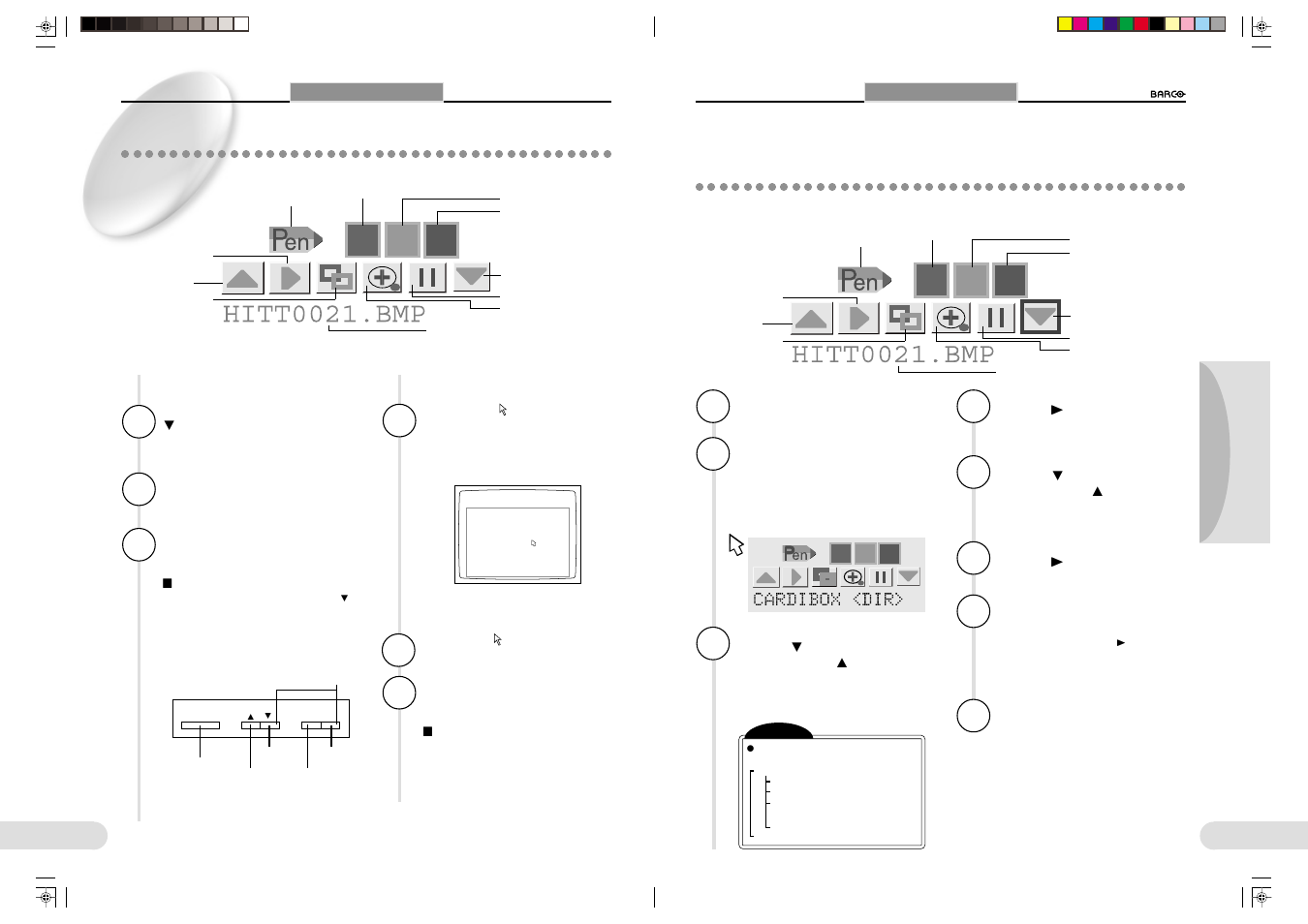 Displaying an image from a file on a pc card, Using the pc card menu | Barco 1280 User Manual | Page 22 / 26