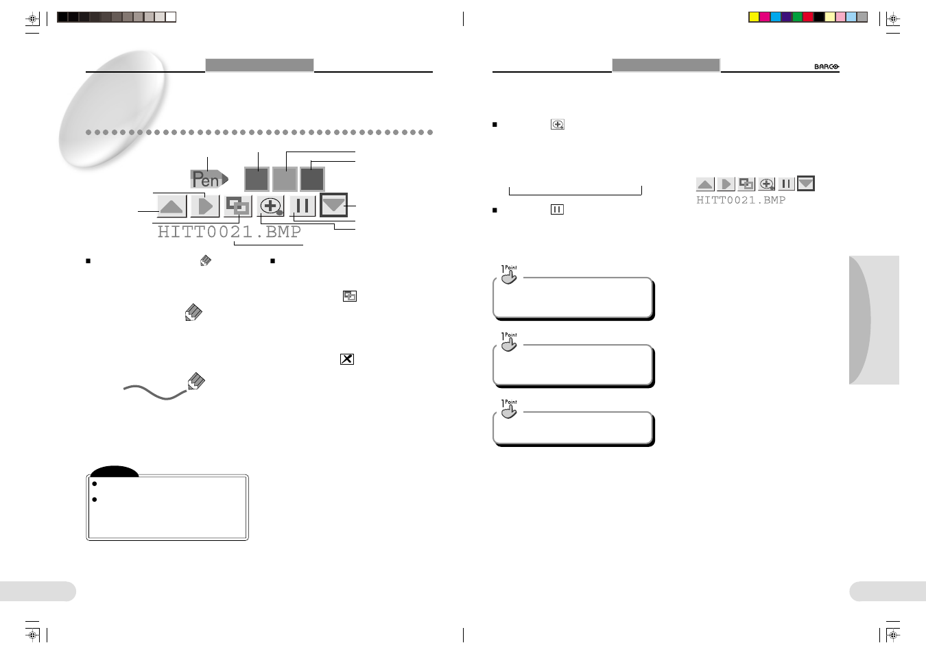 Items to be operated on the pc card menu, 37 preparations others operation 36 | Barco 1280 User Manual | Page 23 / 26