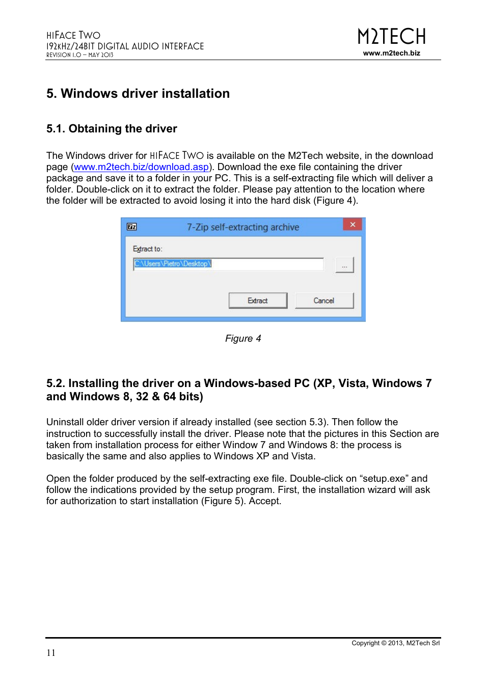 M2tech, Windows driver installation | M2TECH hiFace Two User Manual | Page 11 / 31