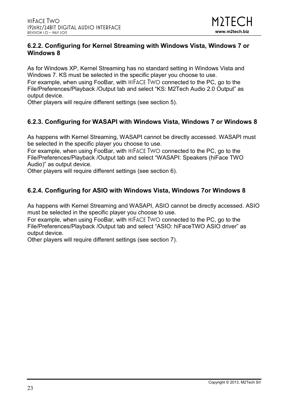 M2tech | M2TECH hiFace Two User Manual | Page 23 / 31