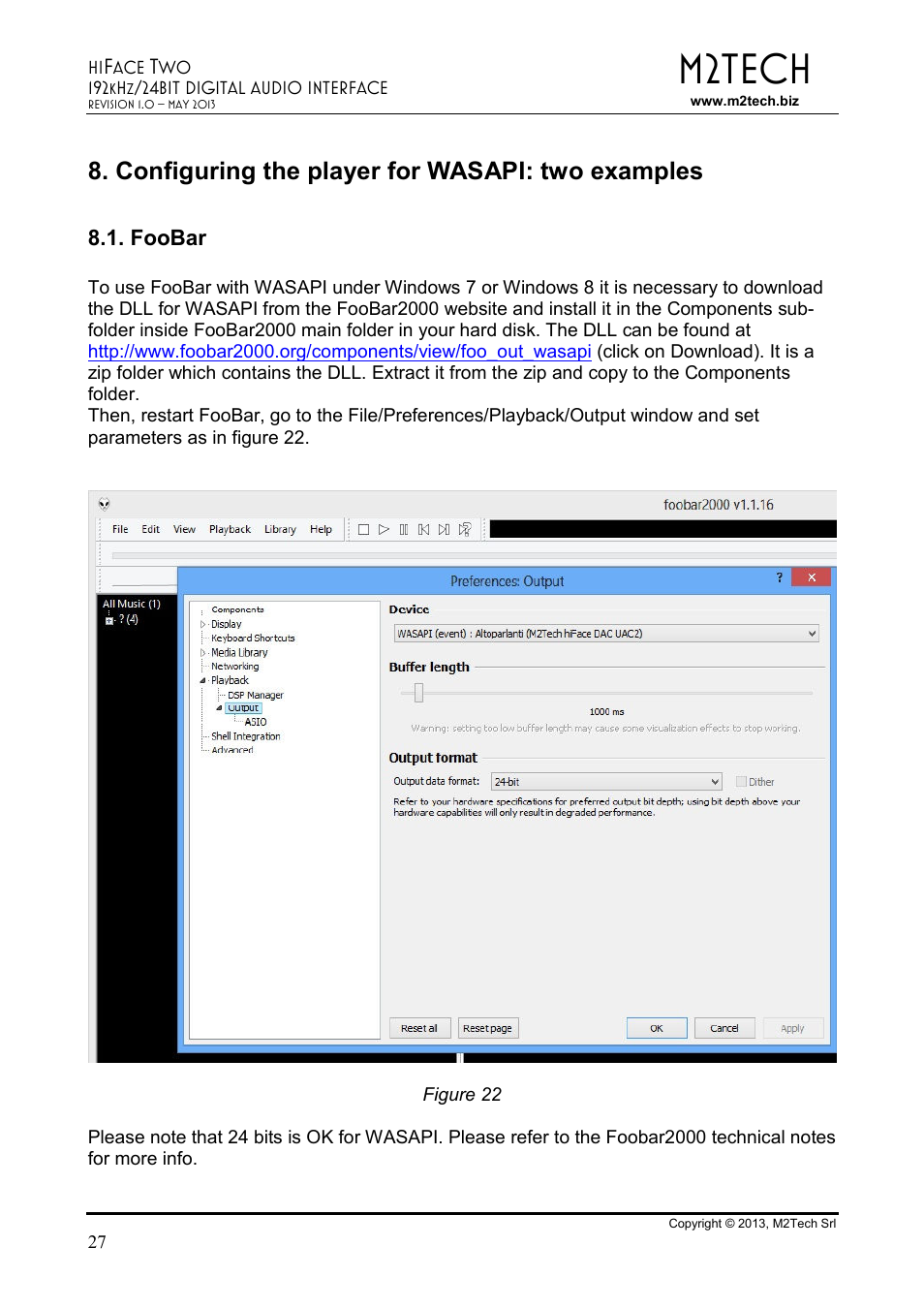 M2tech, Configuring the player for wasapi: two examples | M2TECH hiFace Two User Manual | Page 27 / 31