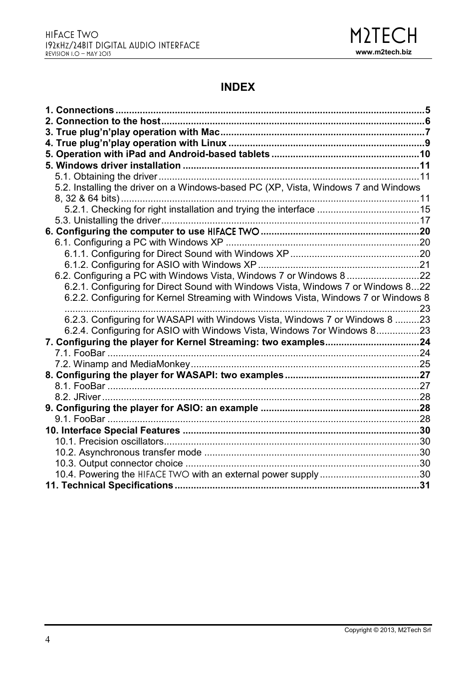 M2tech | M2TECH hiFace Two User Manual | Page 4 / 31