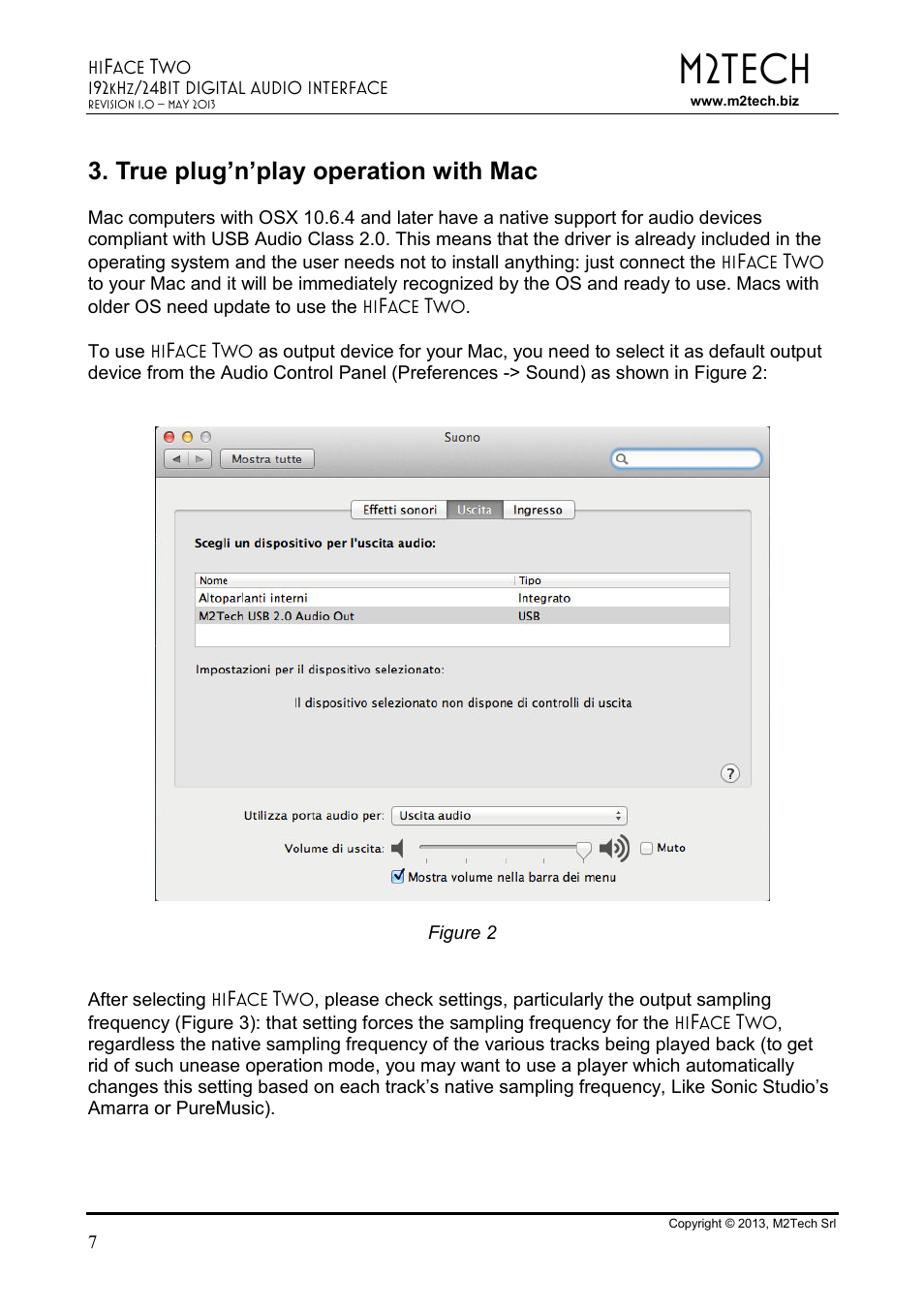 M2tech, True plug’n’play operation with mac | M2TECH hiFace Two User Manual | Page 7 / 31
