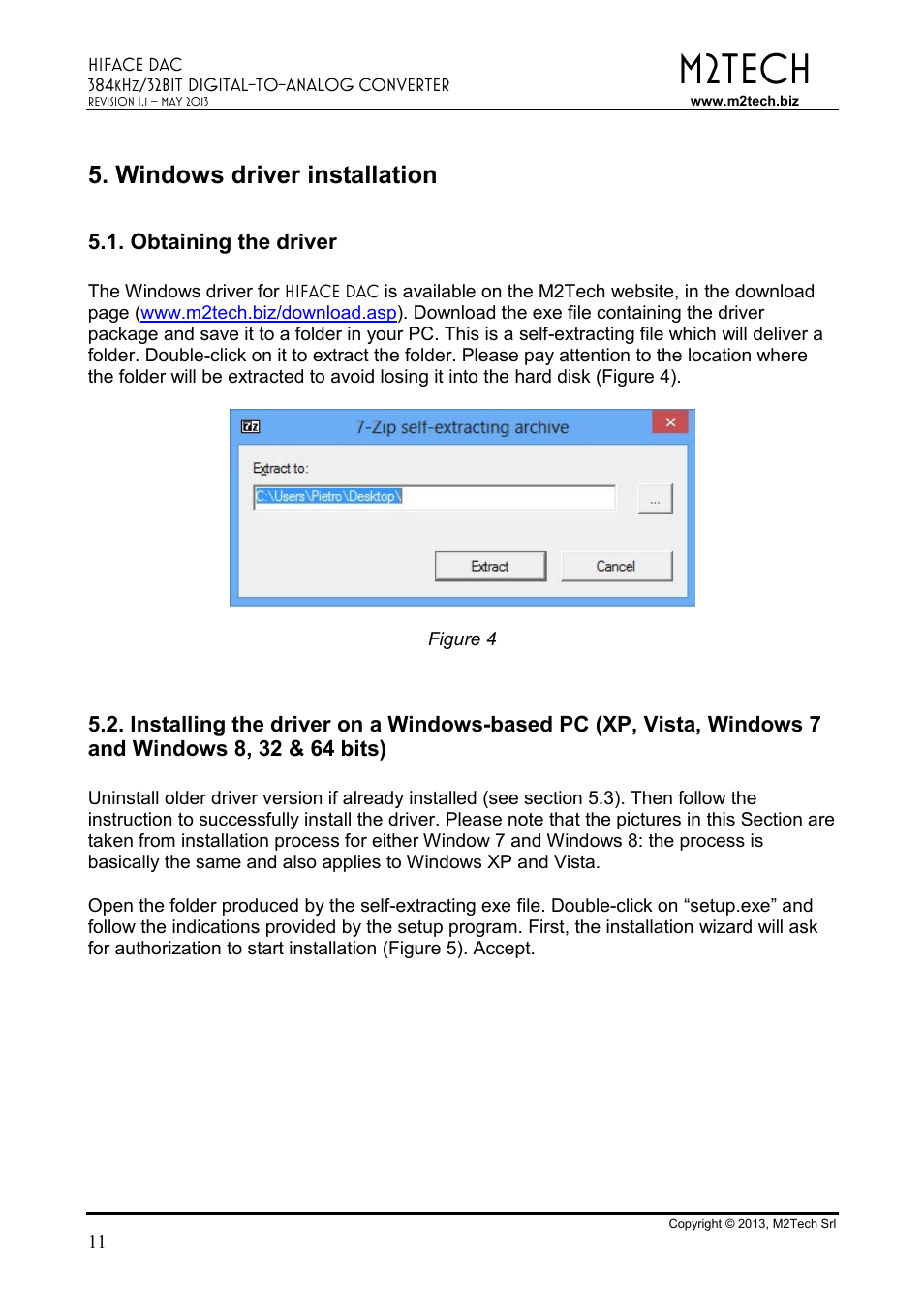 M2tech, Windows driver installation | M2TECH hiFace Dac User Manual | Page 11 / 32