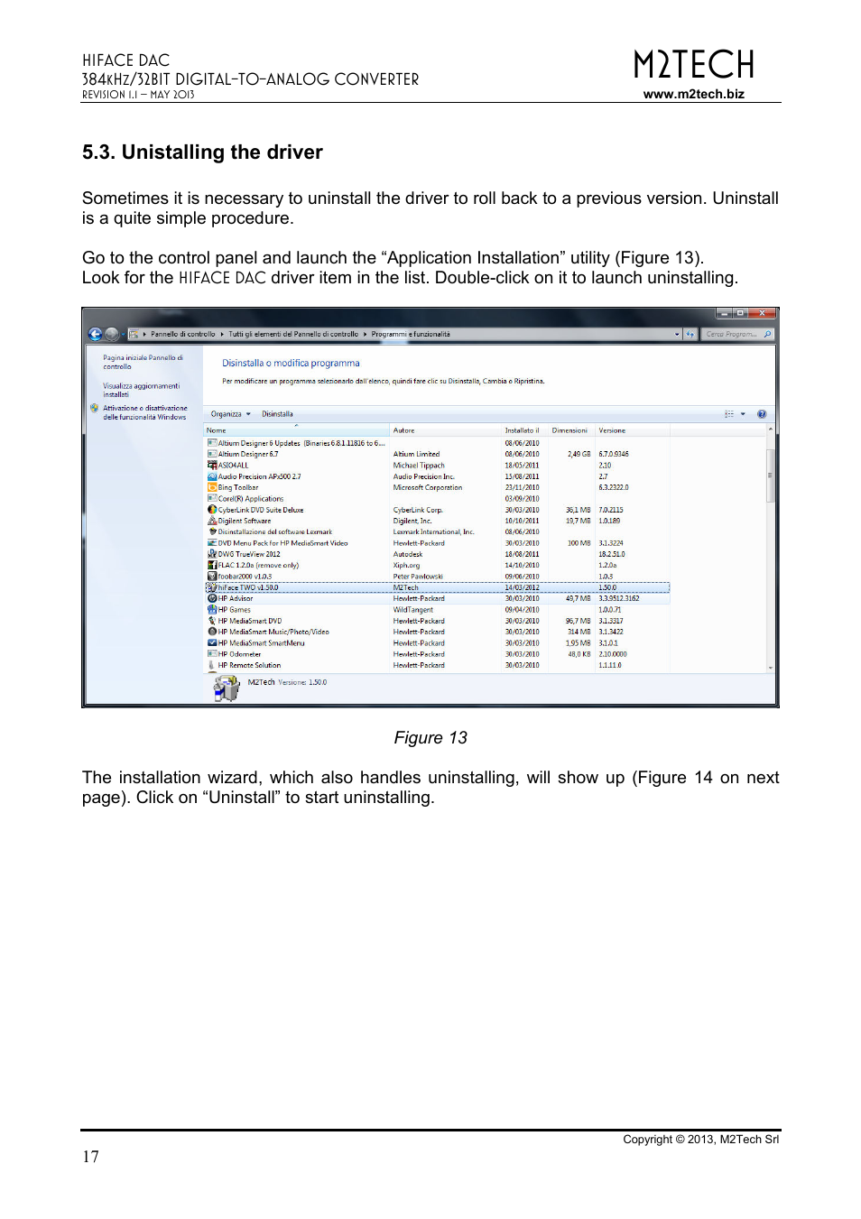 M2tech | M2TECH hiFace Dac User Manual | Page 17 / 32