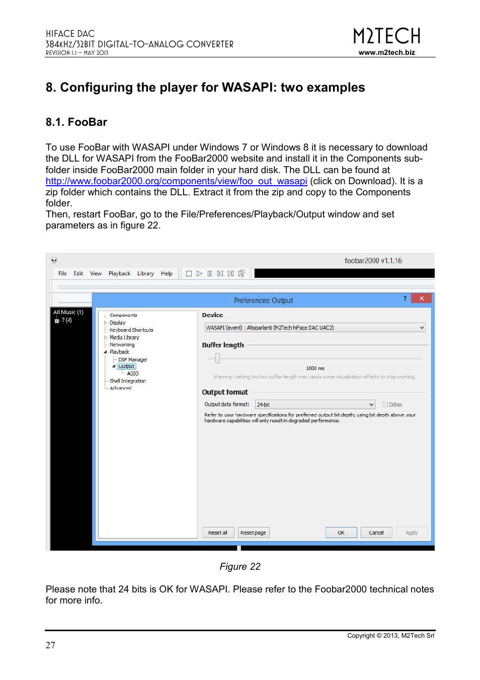 M2tech, Configuring the player for wasapi: two examples | M2TECH hiFace Dac User Manual | Page 27 / 32