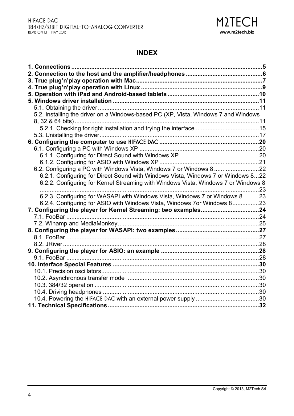 M2tech | M2TECH hiFace Dac User Manual | Page 4 / 32