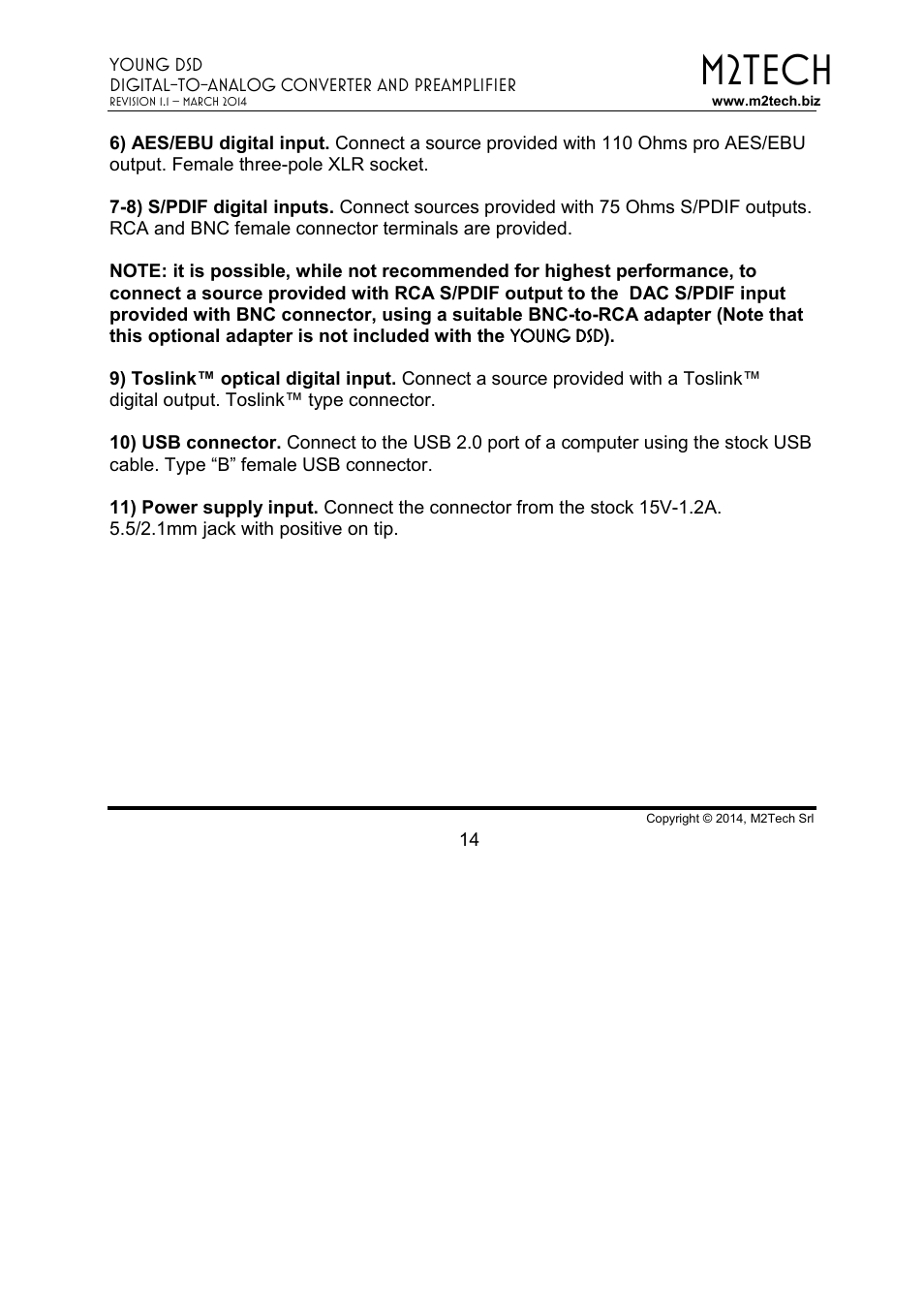 M2tech | M2TECH Young DSD User Manual | Page 14 / 88