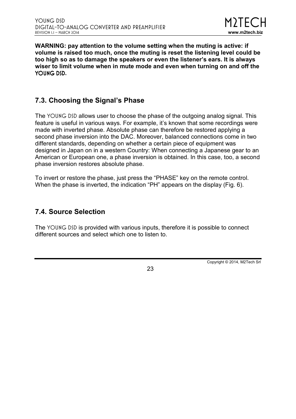 M2tech | M2TECH Young DSD User Manual | Page 23 / 88