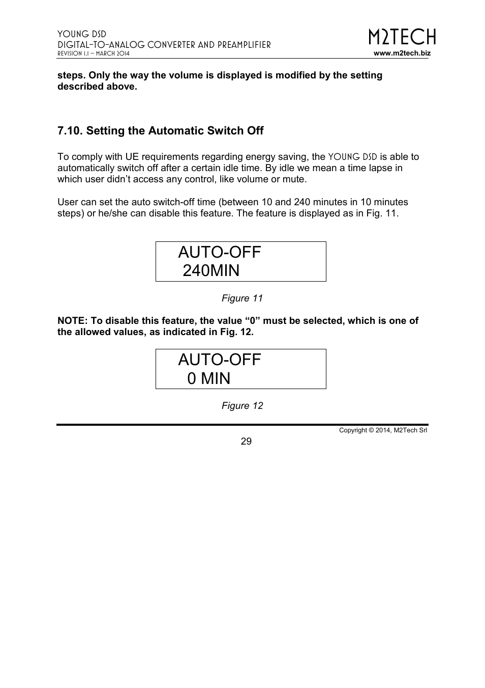 M2tech, Auto-off 240min, Auto-off 0 min | M2TECH Young DSD User Manual | Page 29 / 88