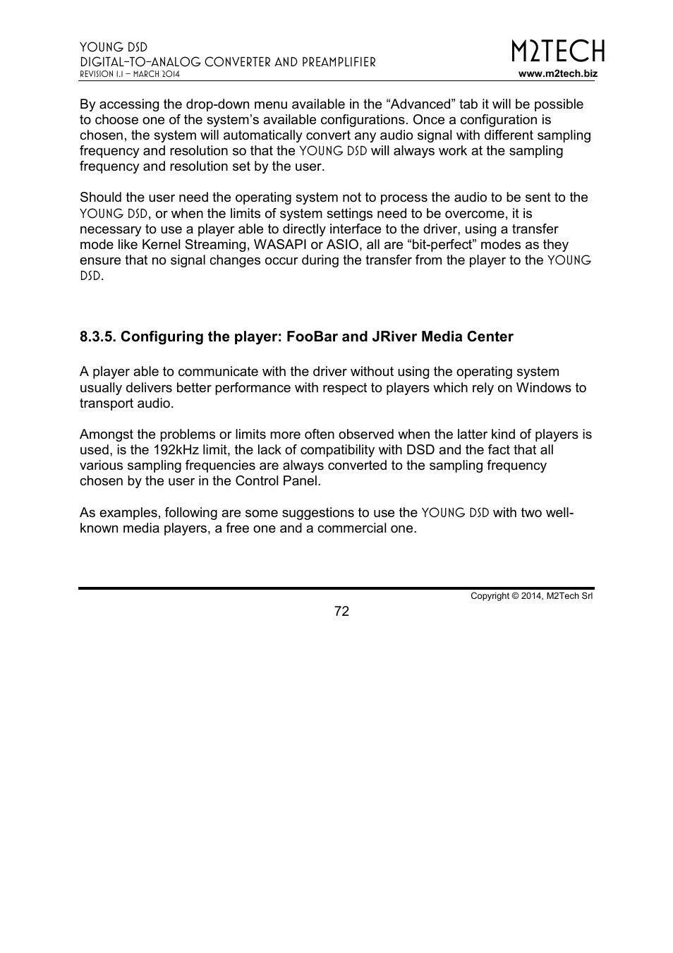 M2tech | M2TECH Young DSD User Manual | Page 72 / 88