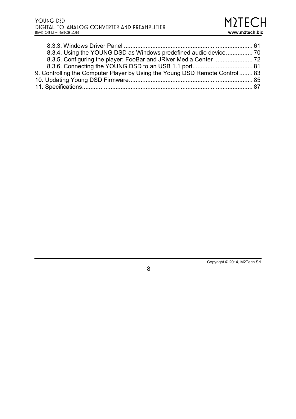 M2tech | M2TECH Young DSD User Manual | Page 8 / 88