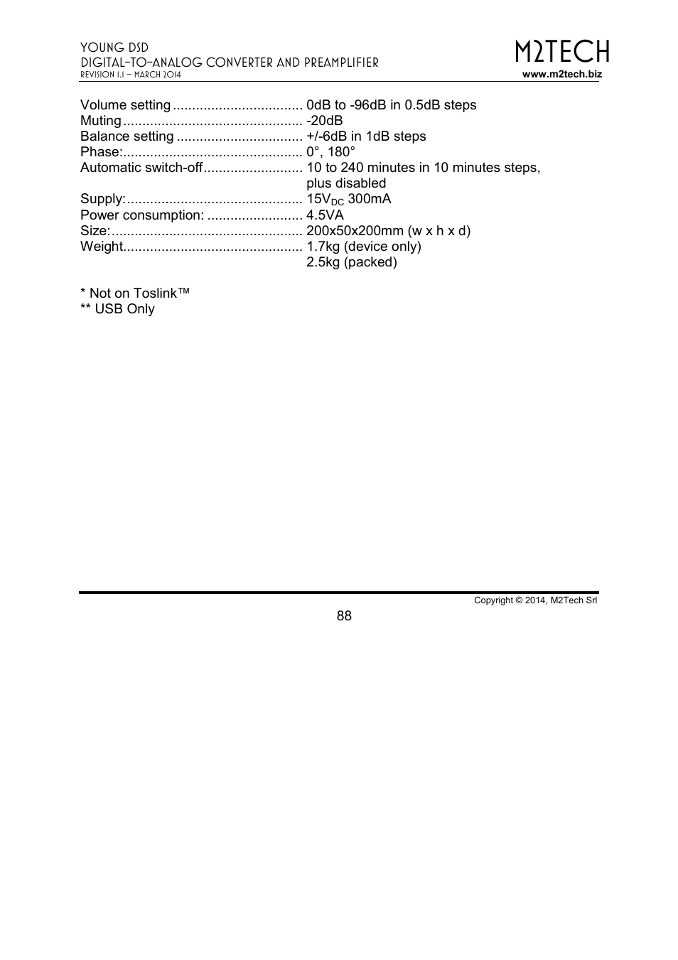 M2tech | M2TECH Young DSD User Manual | Page 88 / 88
