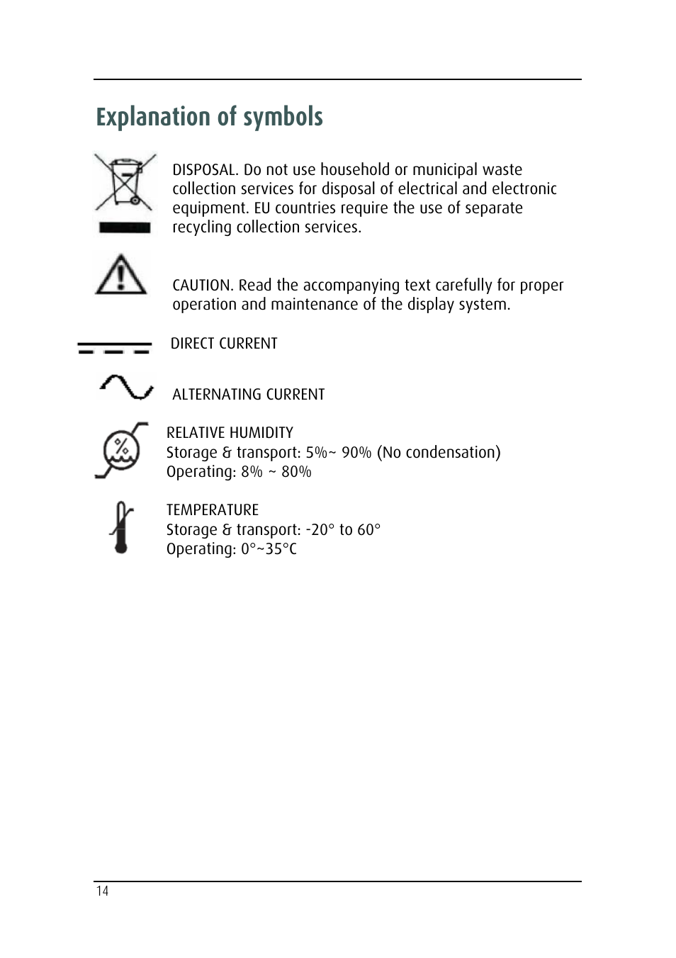 Explanation of symbols | Barco MDRC-2124 User Manual | Page 14 / 48