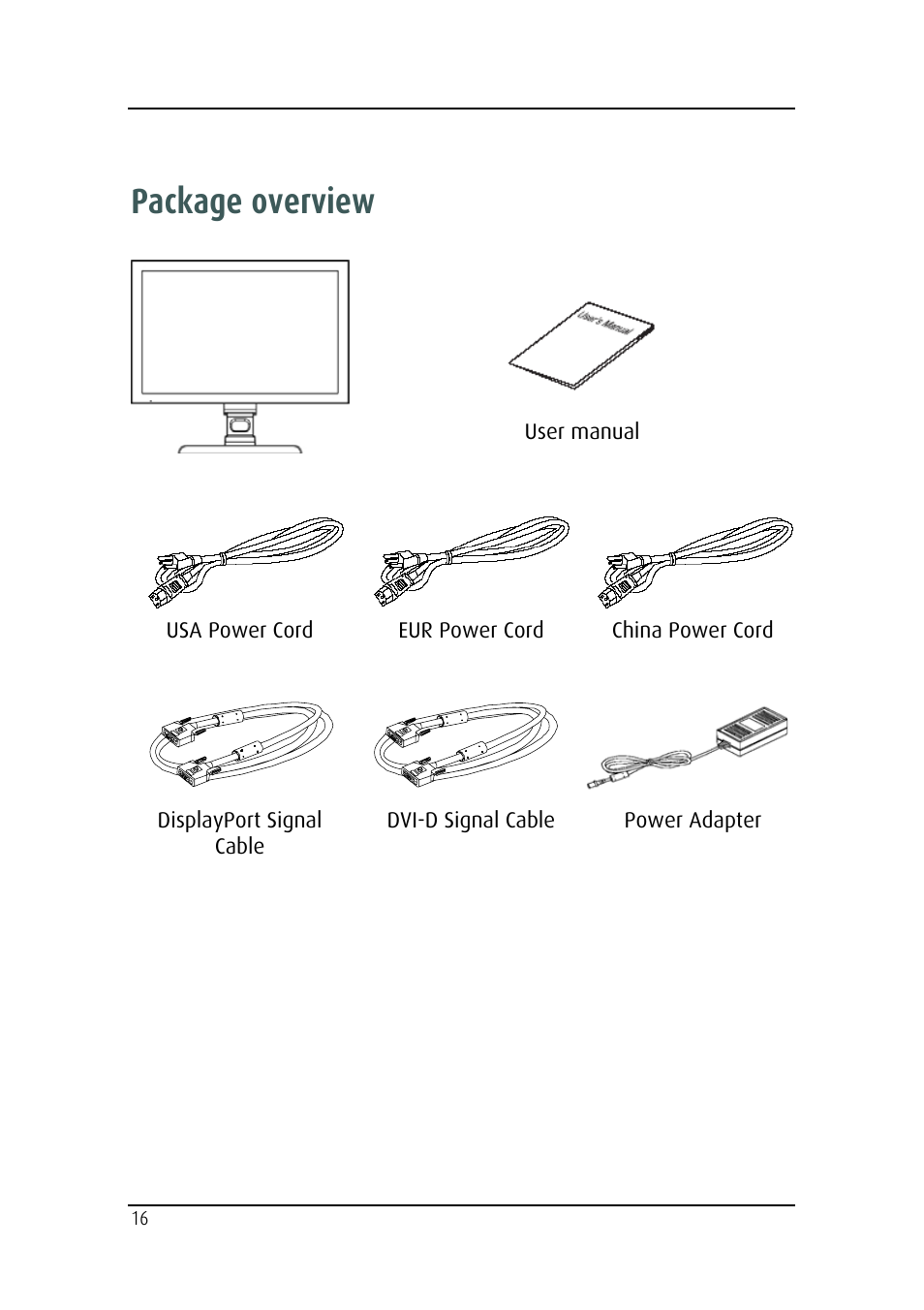 Package overview | Barco MDRC-2124 User Manual | Page 16 / 48