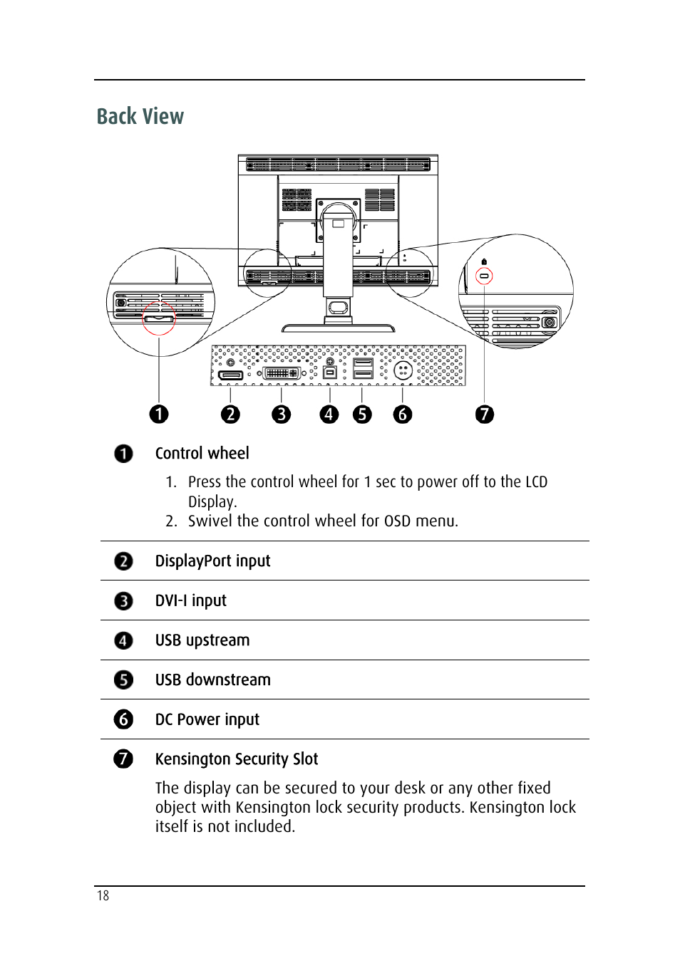 Back view | Barco MDRC-2124 User Manual | Page 18 / 48