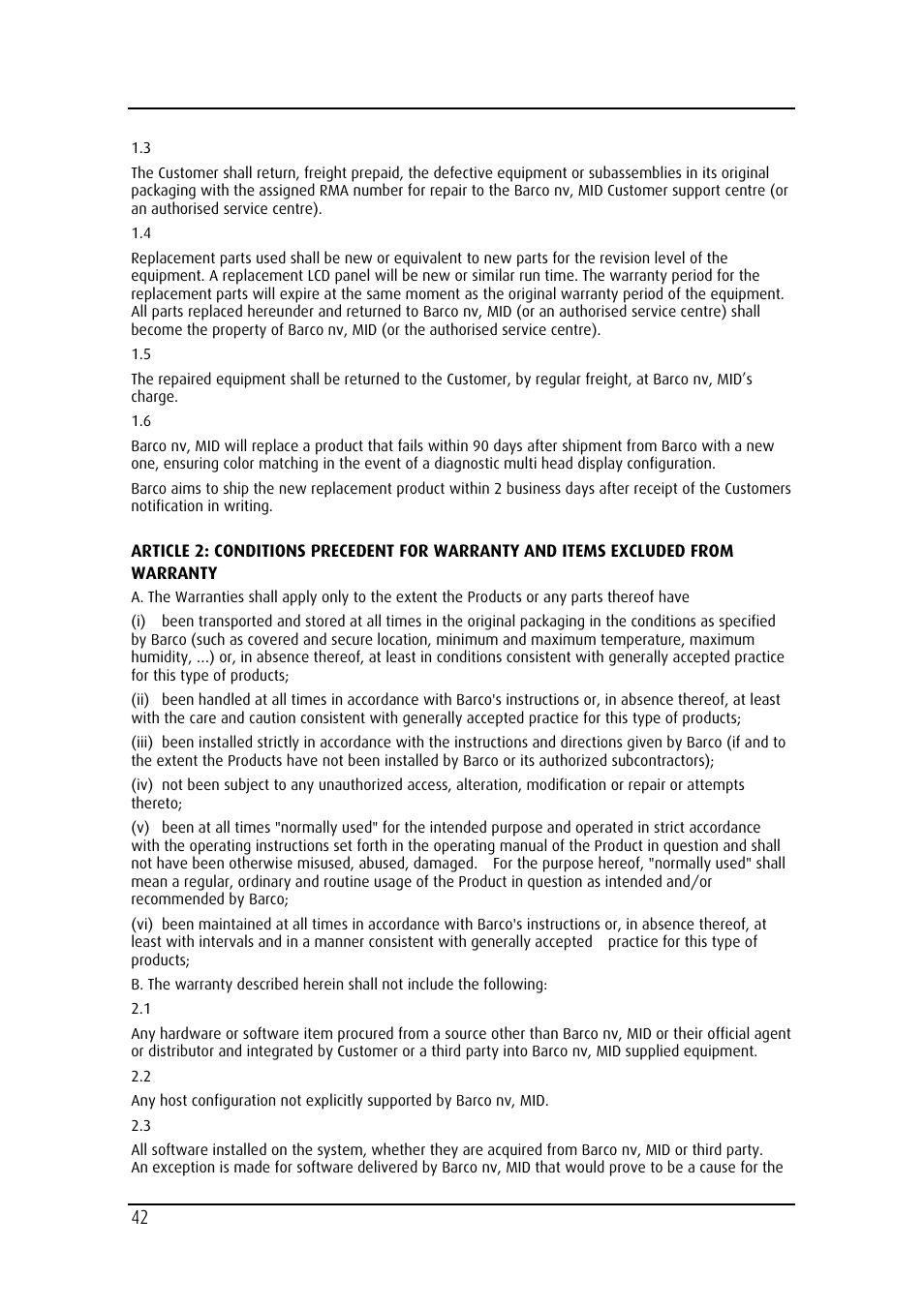 Barco MDRC-2124 User Manual | Page 42 / 48