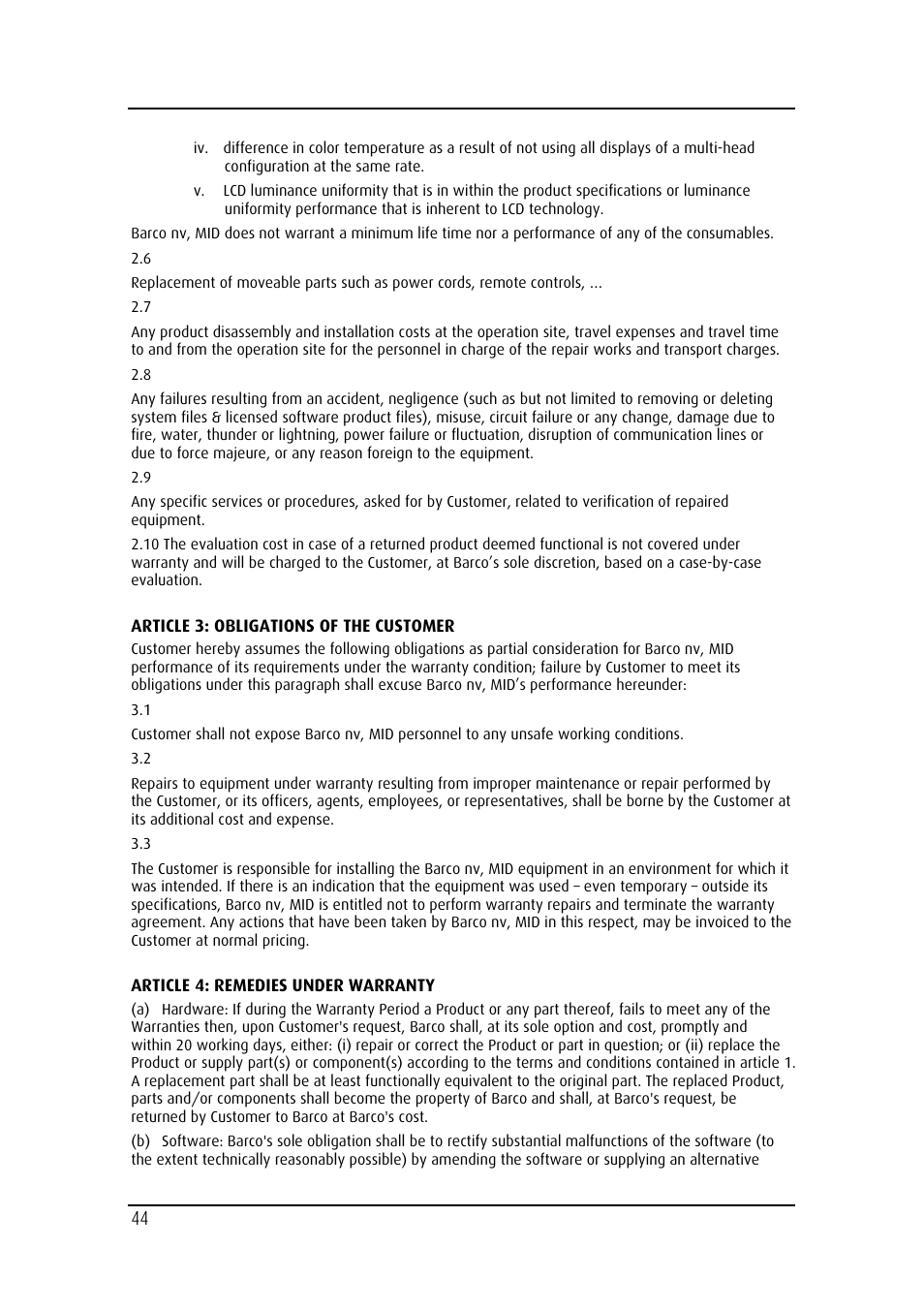 Barco MDRC-2124 User Manual | Page 44 / 48