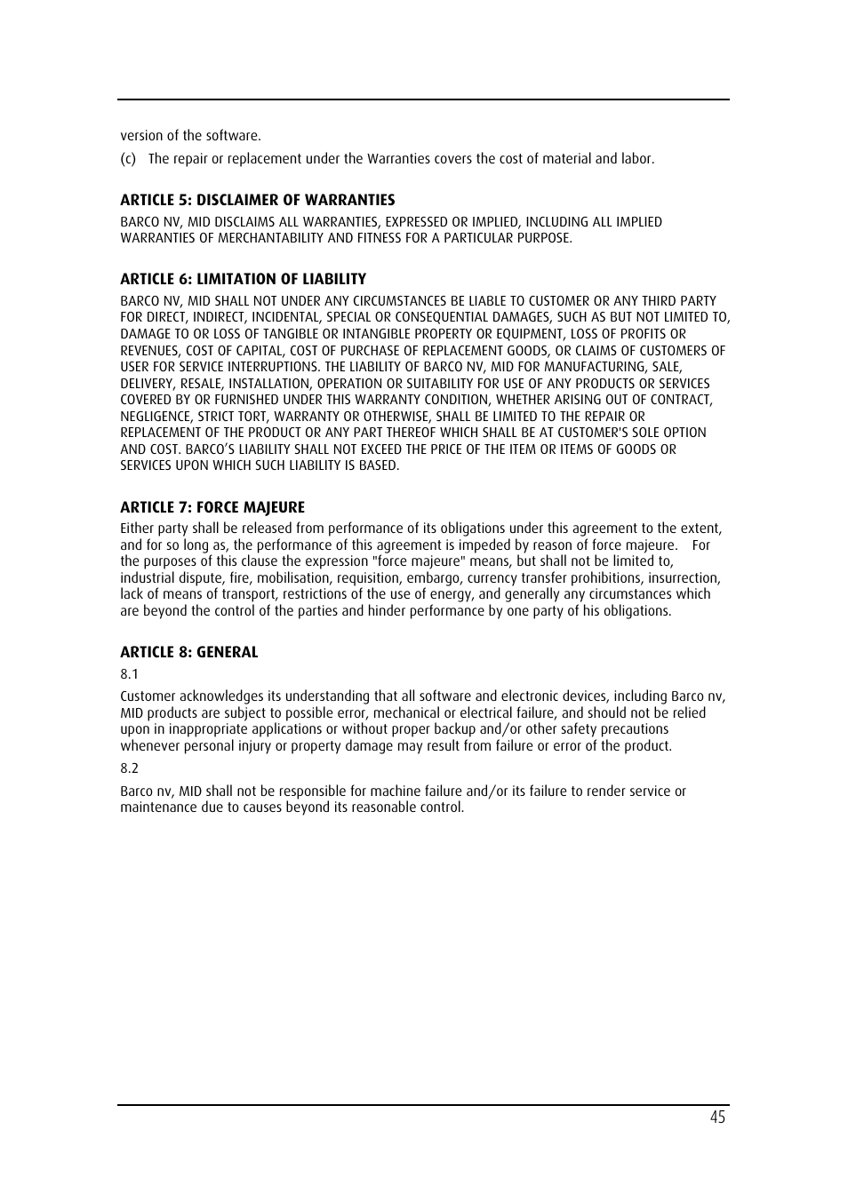 Barco MDRC-2124 User Manual | Page 45 / 48