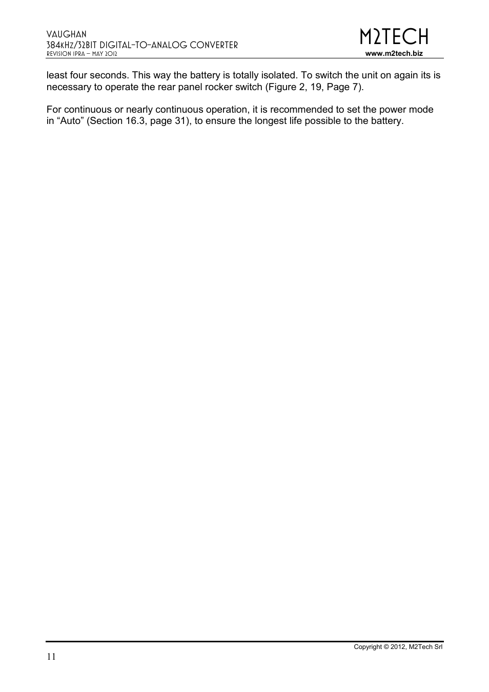 M2tech | M2TECH Vaughan User Manual | Page 11 / 33