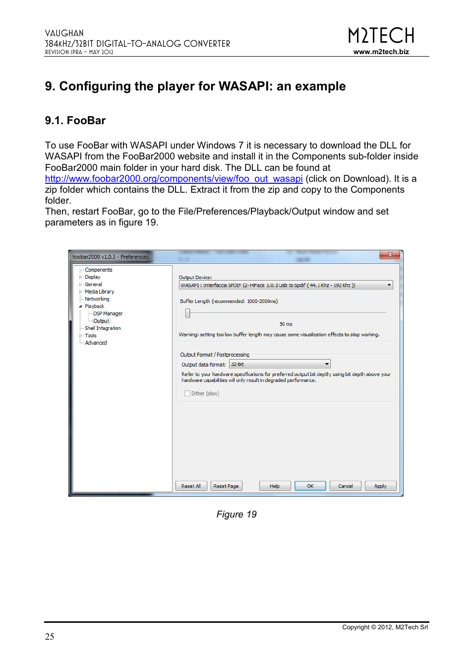 M2tech, Configuring the player for wasapi: an example | M2TECH Vaughan User Manual | Page 25 / 33