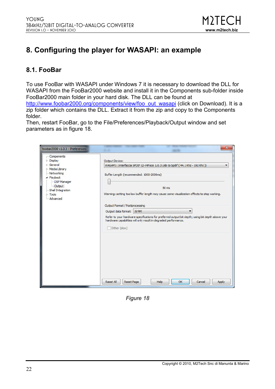 M2tech, Configuring the player for wasapi: an example | M2TECH Young User Manual | Page 22 / 24
